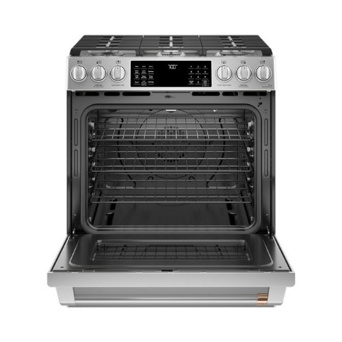 Café™ 30" Smart Slide-In, Front-Control, Gas Range with Convection Oven