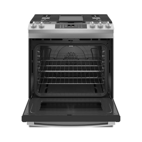 GE® 30" Slide-In Front-Control Convection Gas Range with No Preheat Air Fry