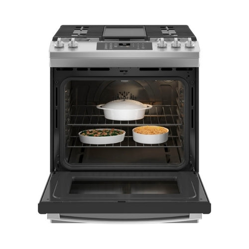 GE® 30" Slide-In Front-Control Convection Gas Range with No Preheat Air Fry