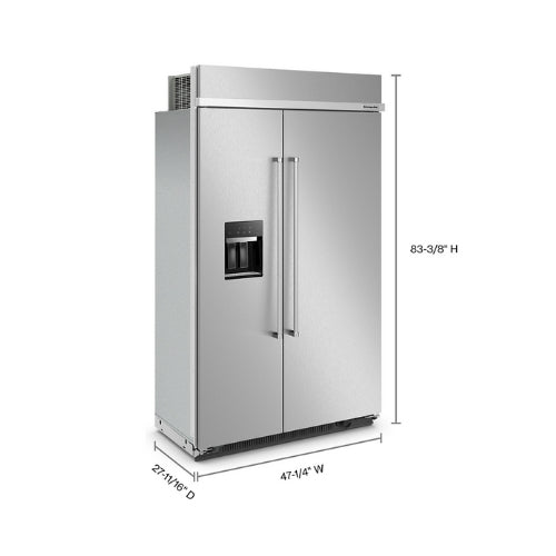 KitchenAid 29.4 Cu. Ft. 48" Built-In Side-by-Side Refrigerator with Ice and Water Dispenser