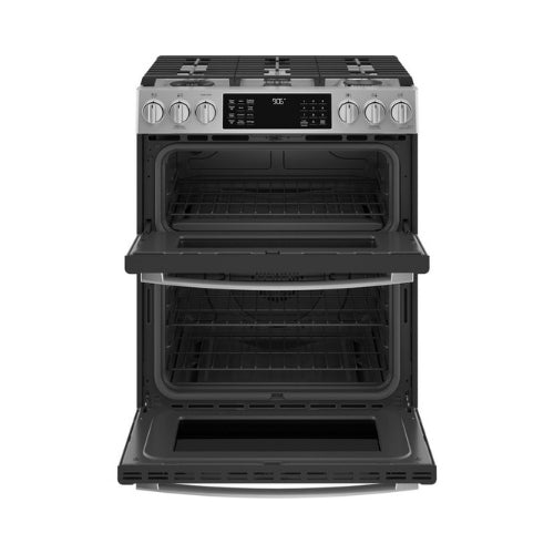 GE Profile™ 30" Smart Slide-In Front-Control Gas Double Oven Convection Fingerprint Resistant Range