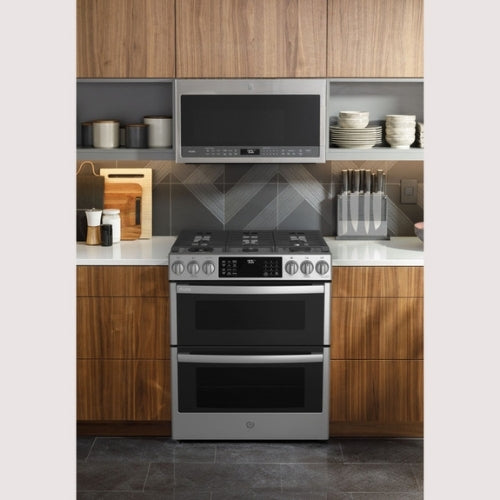 GE Profile™ 30" Smart Slide-In Front-Control Gas Double Oven Convection Fingerprint Resistant Range